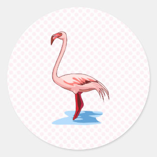 Sticker Rond Flamant rose Fritz