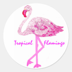 Sticker Rond Flamant rose gloire