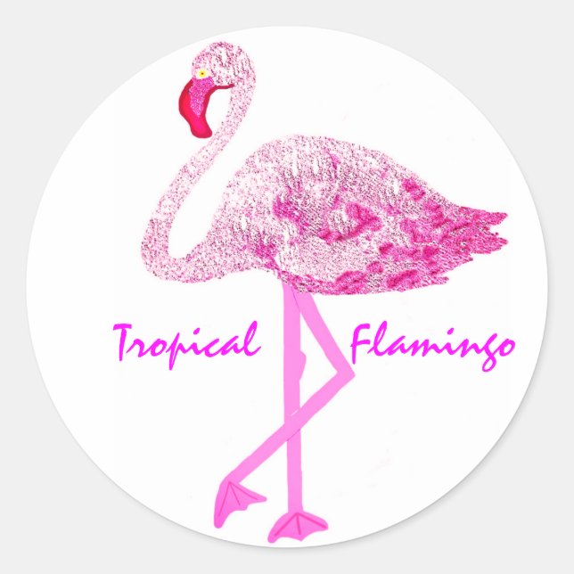 Sticker Rond Flamant rose gloire (Devant)