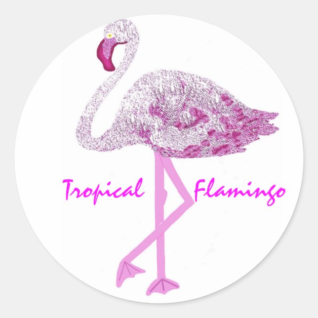 Sticker Rond Flamant rose gloire (Devant)