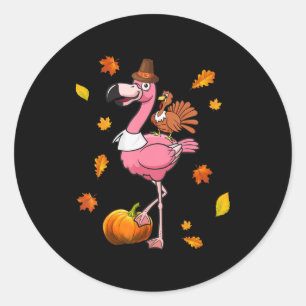 Sticker Rond Flamant rose   Halloween Flamant rose Thanksgiving