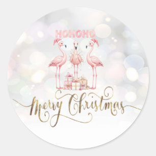 Sticker Rond Flamant Rose Mignon Avec Cadeaux
