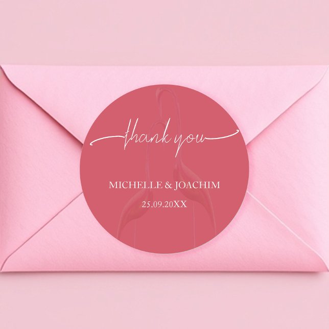 Sticker Rond Flamant rose moderne élégant Coral Rouge (Créateur téléchargé)