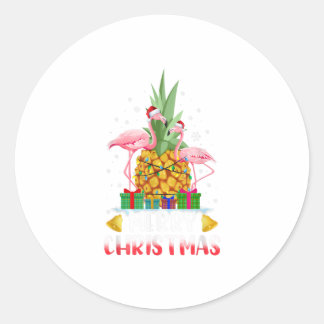 Sticker Rond Flamant rose Noël Arbre ananas Noël Noël Noël