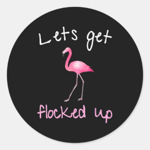Sticker Rond Flamant rose - Permet d'être débordé