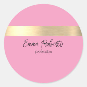 Sticker Rond Flamant rose Pink Gold Foil Rustique Faux