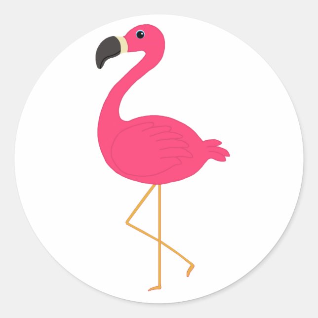Sticker Rond Flamant rose rose (Devant)