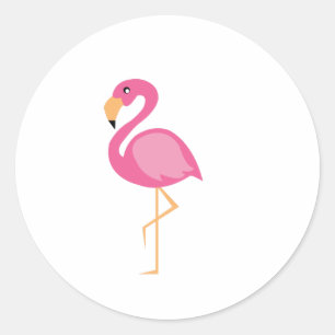 Sticker Rond Flamant rose rose