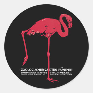 Sticker Rond Flamant rose rose d'oiseaux vintage en Allemagne a