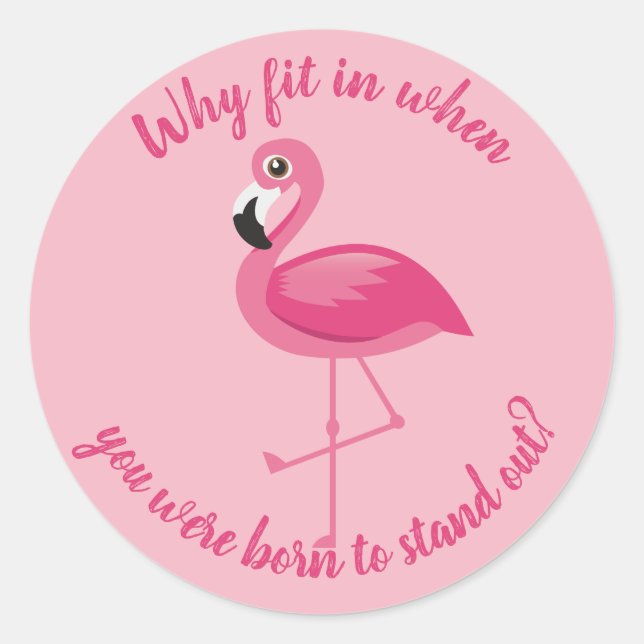 Sticker Rond Flamant rose rose se détacher ne s'intègre pas (Devant)