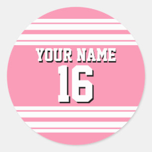 Sticker Rond Flamant rose Rose White Team Jersey Numéro personn