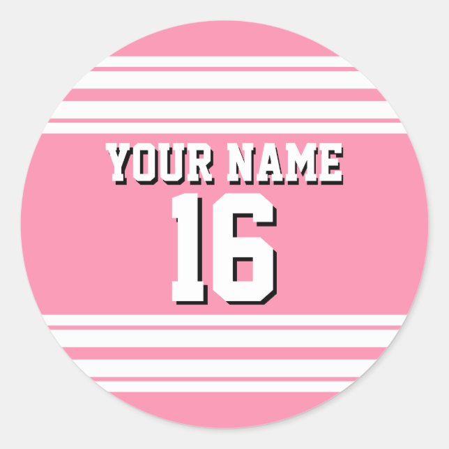 Sticker Rond Flamant rose Rose White Team Jersey Numéro personn (Devant)