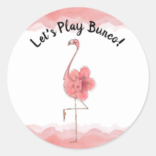 Sticker Rond Flamant rose tropical de rose de Bunko de Bunco