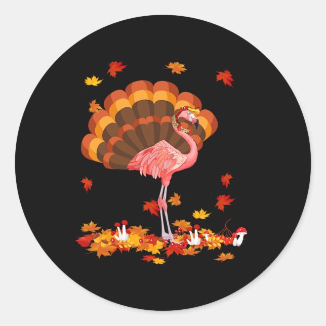 Sticker Rond Flamant rose Turquie mignonne Flamant rose Turquie (Devant)