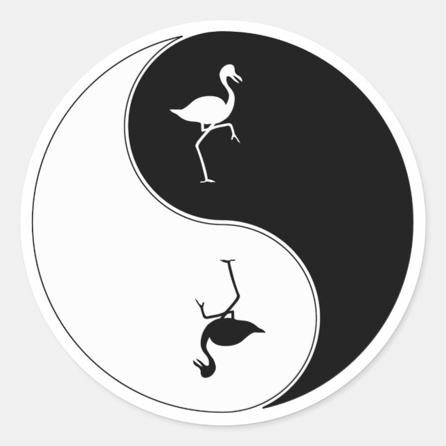 Sticker Rond Flamant rose Yin Yang (Devant)
