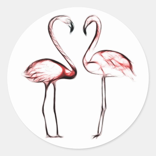 Sticker Rond Flamants Roses Peach Faveur de Fête Flamant (Devant)