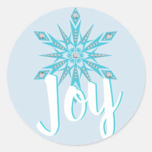 Sticker Rond Flambeau bleu clair JOIE Fête Noël