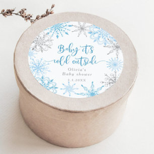 Sticker Rond Flambeaux d'argent bleu bébé son froid dehors