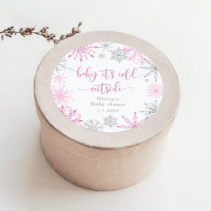 Sticker Rond Flambeaux d'argent rose bébé son froid dehors