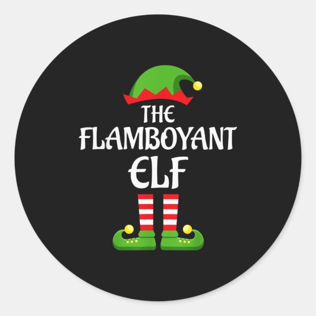 Sticker Rond Flamboyant Elf Family Matching Group Christmas  (Devant)