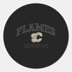 Sticker Rond Flames de Calgary Vintage Hockey Rouge Nhl Sous Li