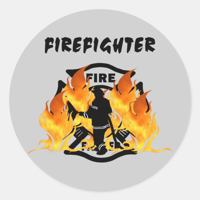 Sticker Rond Flames du service d'incendie (Devant)