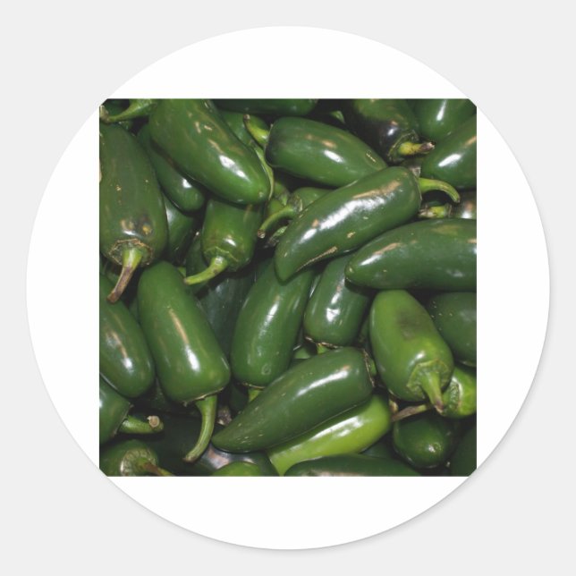 Sticker Rond Flamin' Hot Green Jalepeno Peppers Art (Devant)