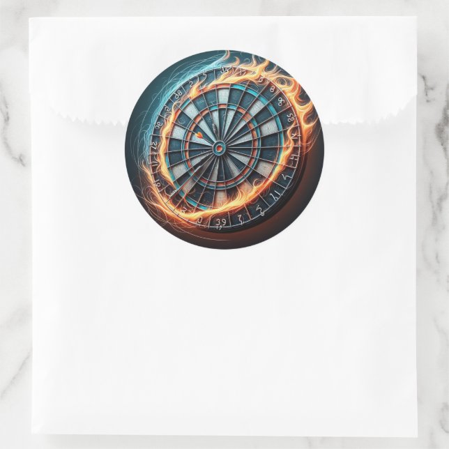 Sticker Rond Flaming Dart Arena Inspirez la passion des fléchet (Sac)