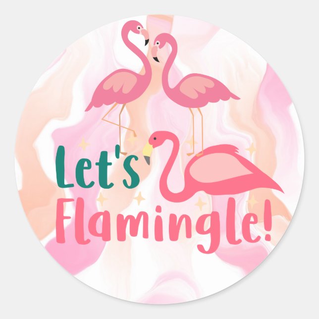Sticker Rond Flamingale aux oiseaux Flamants roses (Devant)