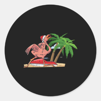 Sticker Rond Flamingo Noël en juillet Cool Oiseau Tropical Plag