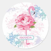 Flamingo rose Design monogramme floral