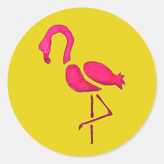 Sticker Rond Flamingo rose mignon oiseau unique (Devant)