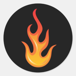 Sticker Rond Flamme chaude flamboyante du feu sur les