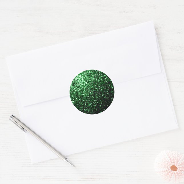 Sticker Rond Flamme de parties scintillant vert foncé (Enveloppe)