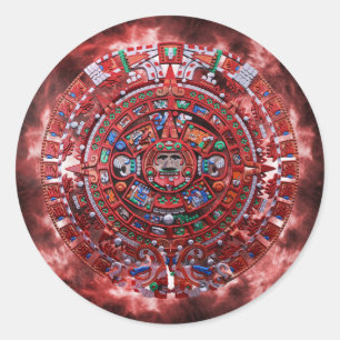 Sticker Rond Flamme Mayan Calender