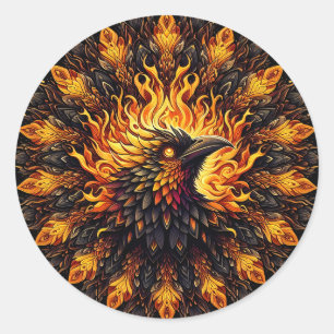 Sticker Rond Flamme Phoenix Circulaire Graphique