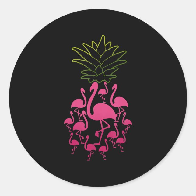 Sticker Rond Flamme Pineapple Cute Tropical Animal Fruit Girl (Devant)