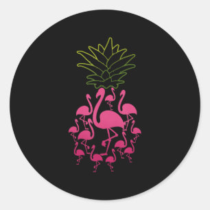 Sticker Rond Flamme Pineapple Cute Tropical Animal Fruit Girl
