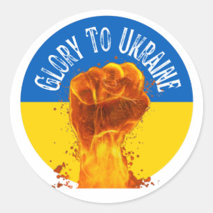 Sticker Rond Flamme Ukraine - Soutien à la résistance au drapea