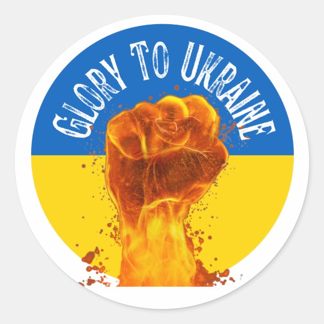 Sticker Rond Flamme Ukraine - Soutien à la résistance au drapea (Devant)