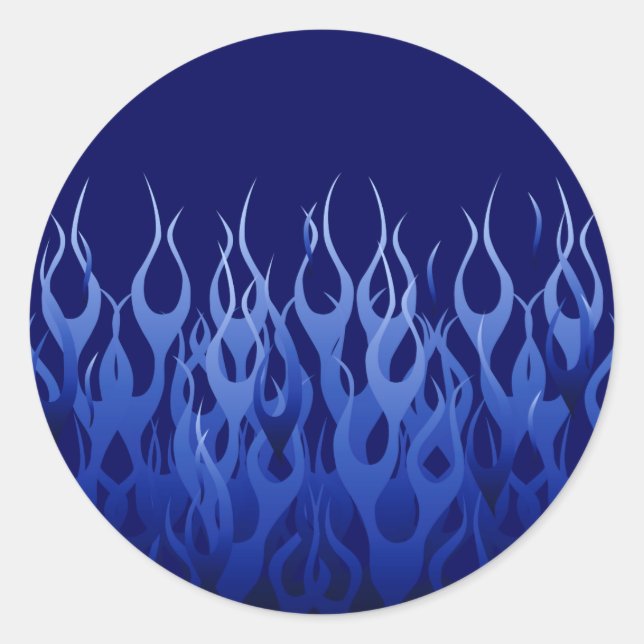 Sticker Rond Flammes de course cool Blue Automotive (Devant)