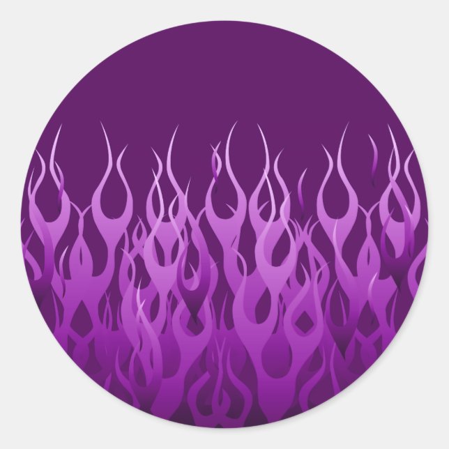 Sticker Rond Flammes de course violet cool Flames de broches (Devant)