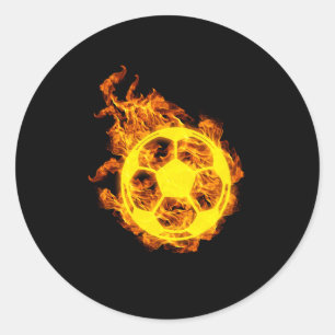 Sticker Rond Flammes de football Flames Ball Soccer Joueur