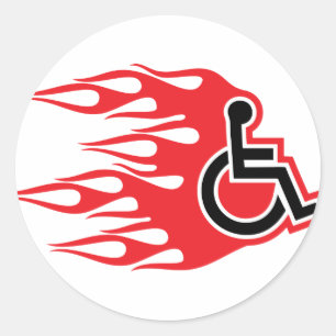 Sticker Rond Flammes de fusée de fauteuil roulant