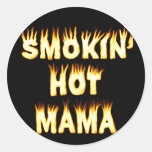 Sticker Rond Flammes de mères amusantes de maman fumoir