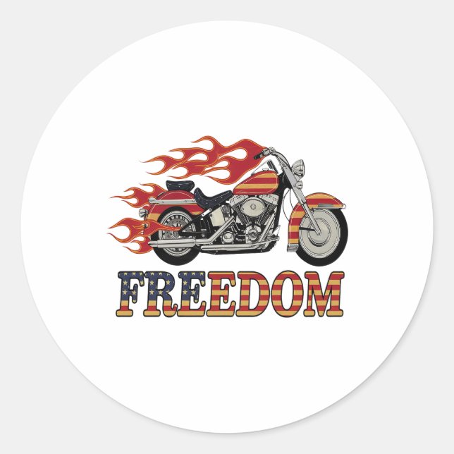 Sticker Rond Flammes de moto Liberté (Devant)
