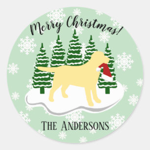 Sticker Rond Flammes de neige À feuillage persistant de Noël du