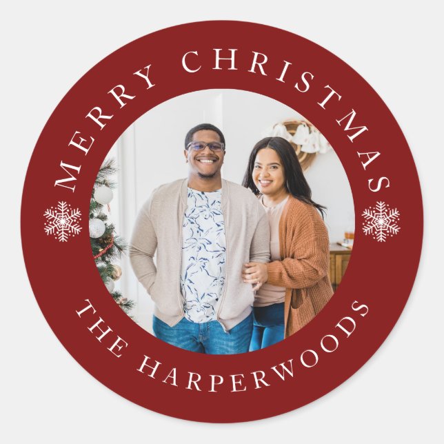 Sticker Rond Flammes de neige élégantes modernes Famille de Noë (Devant)