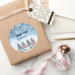 Sticker Rond Flammes de neige et Baby shower des pins