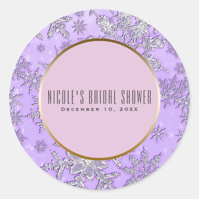 Sticker Rond Flammes de neige violette Pink Winter Wonderland F (Devant)